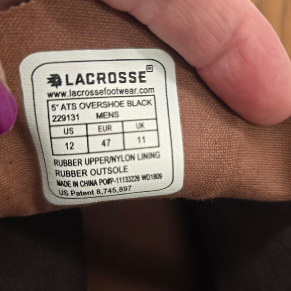 LaCrosse ATS 5" Tungsten Carbide Stud 2 Buckle Overshoe Mens 12 Black Waterproof - Picture 10 of 15